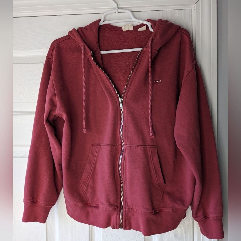 Levi Zipper Hoodie size Large Red